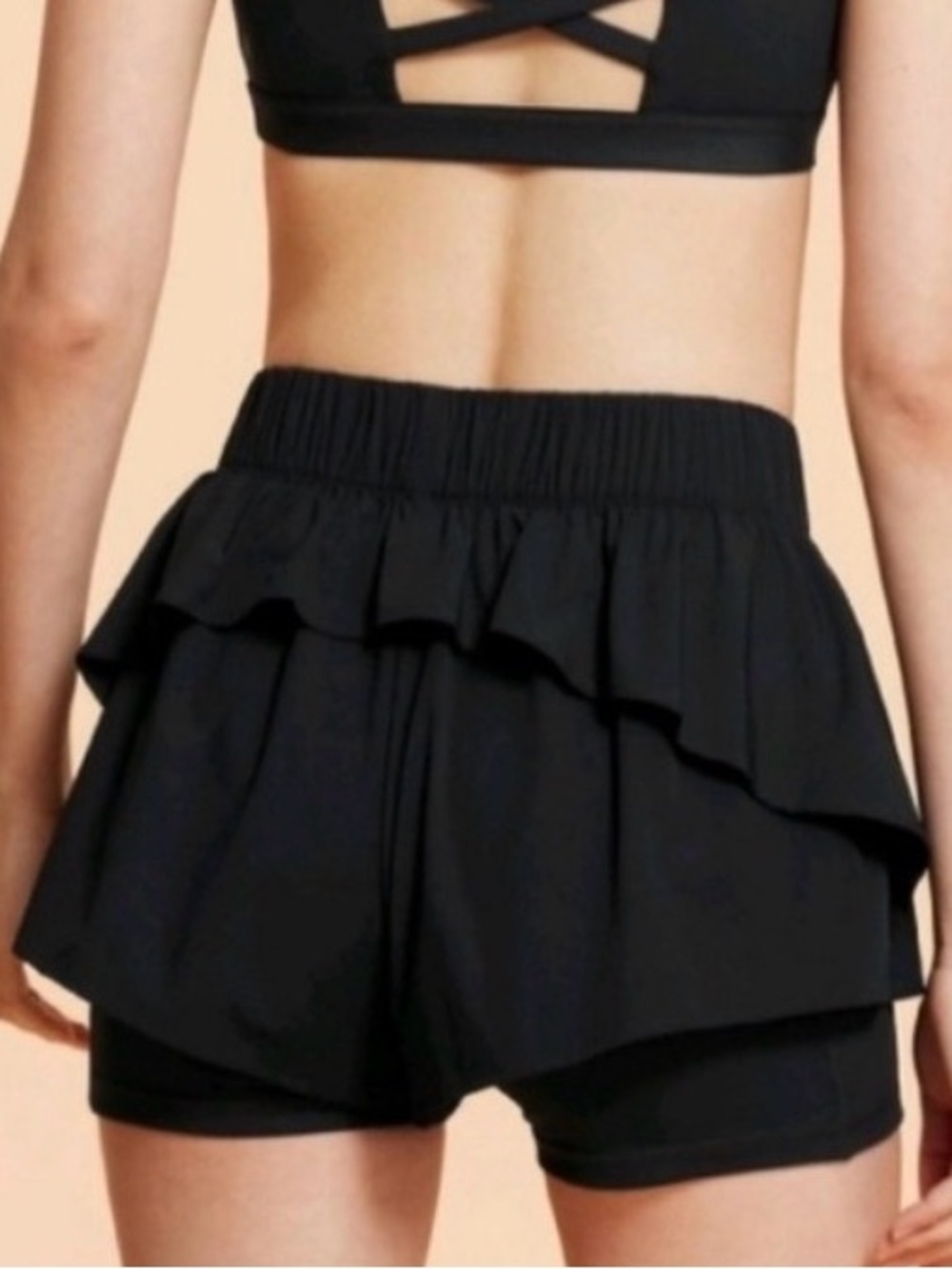 NWT Blogilates x Target Black Ruffle Shorts, Athletic Running Active Athleisure